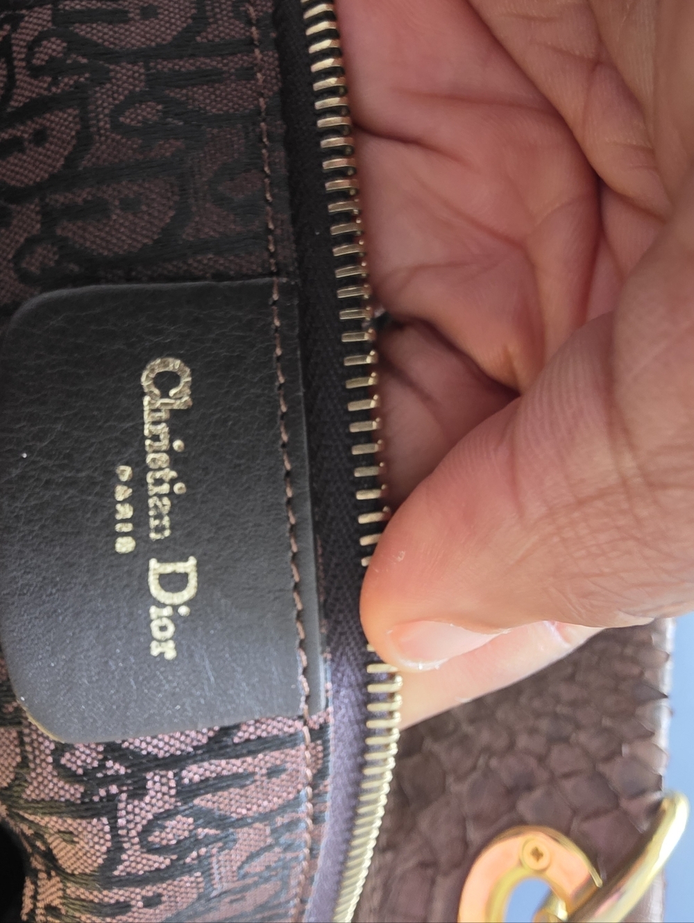 VTG Authentic Christian Dior Paris Exotic Leather Python Handbag Certified 12x15 - Picture 14 of 16